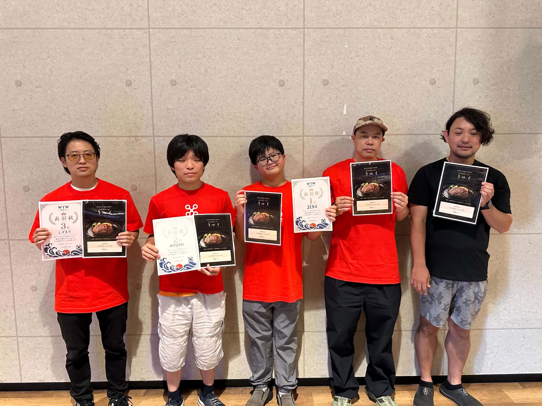 WTW神奈川予選の最終順位1位から5位の選手